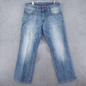 Wranglers rock 47 whiskered faded boot cut western jeans mens size 34x30